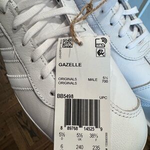Adidas Gazelle Originals White Sneakers Mens 5.5/Wmn 7